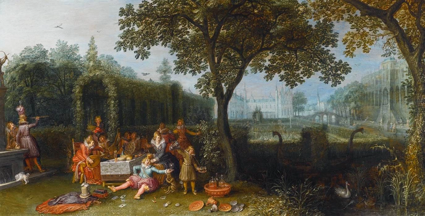 Festa elegante in un ornato giardino del palazzo